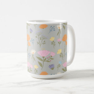 Farbenfrohe Wiese auf Grau Kaffeetasse