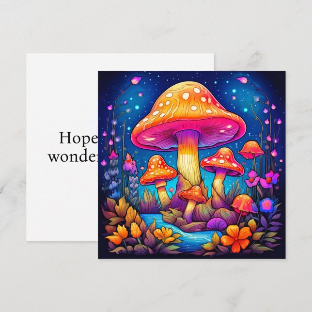 Farbenfrohe Wild Mushrooms Illustration Karte (Vorne/Hinten)