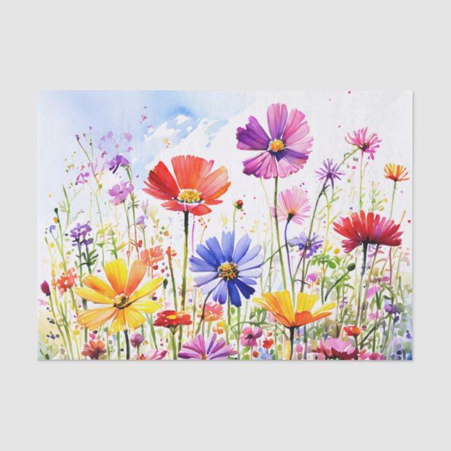 Farbenfrohe Wildblume Auenwasser Seidenpapier (Vorderseite)