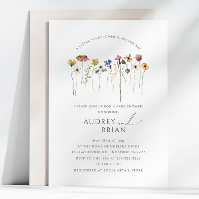 Farbenfrohe Wildblume auf dem Weg Paare Babydusche Einladung (Von Creator hochgeladen)