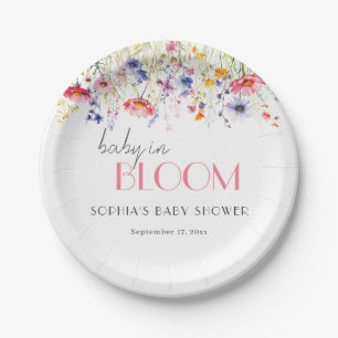Farbenfrohe Wildblume Baby in Bloom Baby Dusche Pappteller