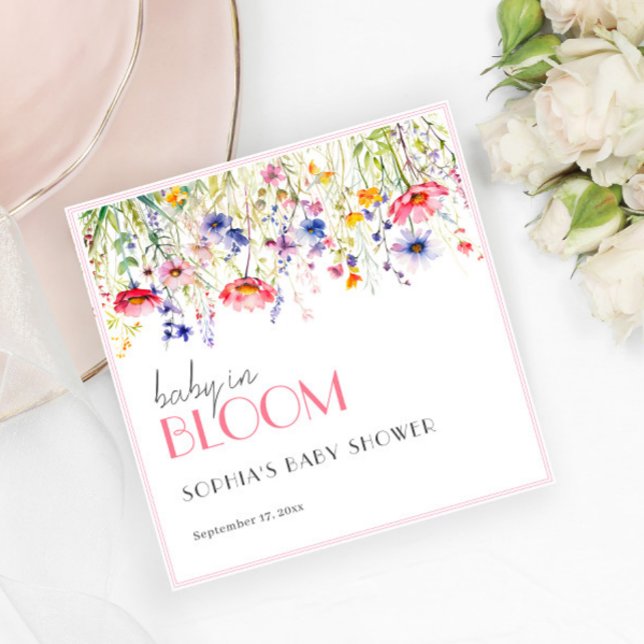 Farbenfrohe Wildblume Baby in Bloom Baby Dusche Serviette (Von Creator hochgeladen)