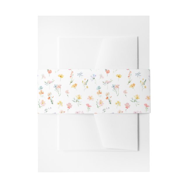 Farbenfrohe Wildblume Blume Hochzeit auf Wiese Einladungsbanderole (Vorderseite Beispiel)