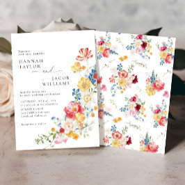 Farbenfrohe Wildblume Blumenhochzeit Einladung