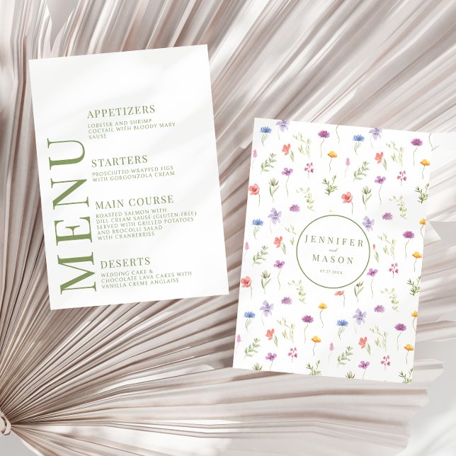 Farbenfrohe Wildblume boho Hochzeitskarte Begleitkarte (Von Creator hochgeladen)