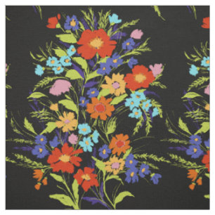 Farbenfrohe Wildblume Bouquet auf Schwarz Stoff