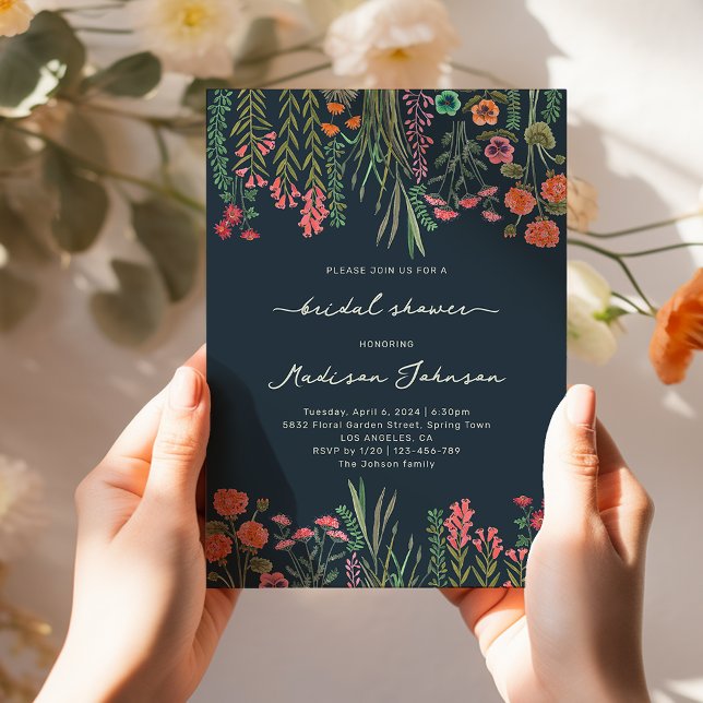 Farbenfrohe Wildblume Brautdusche Einladung (Colorful Wildflower Bridal Shower Invitation)