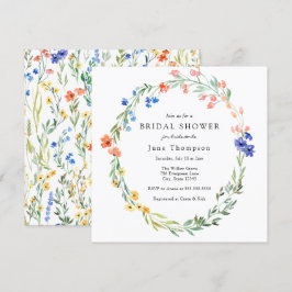 Farbenfrohe Wildblume Brautdusche Einladung