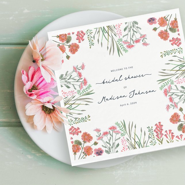 Farbenfrohe Wildblume Brautdusche Einladung Serviette (Colorful Wildflower Bridal Shower Invitation Napkins)