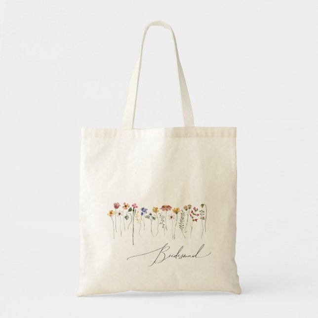 Farbenfrohe Wildblume | Bridesmaid Tote Bag Tragetasche (Vorne)