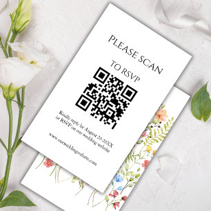 Farbenfrohe Wildblume Eleganter QR Code & UAWG Wed Begleitkarte