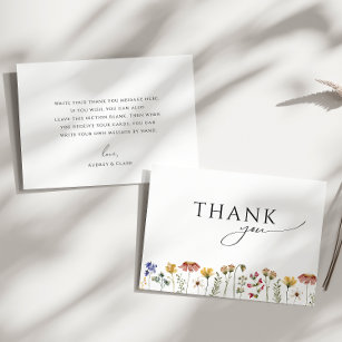 Farbenfrohe Wildblume Flat Baby Dusche Dankeskarte