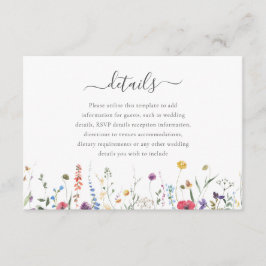 Farbenfrohe Wildblume Frühjahr Sommer Hochzeit Det Begleitkarte