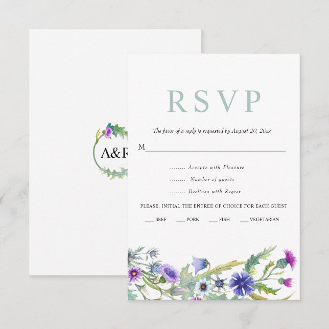 Farbenfrohe Wildblume Frühjahrshochzeit RSVP Karte (Vorne/Hinten)