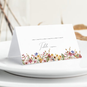 Farbenfrohe Wildblume Geklappte Wiese Platzkarte