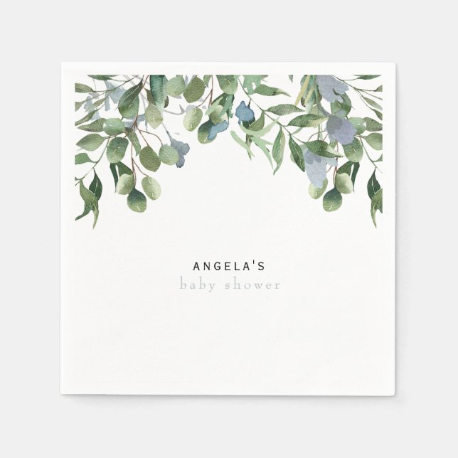 Farbenfrohe Wildblume Greenery Custom Blue Baby Serviette (Vorderseite)