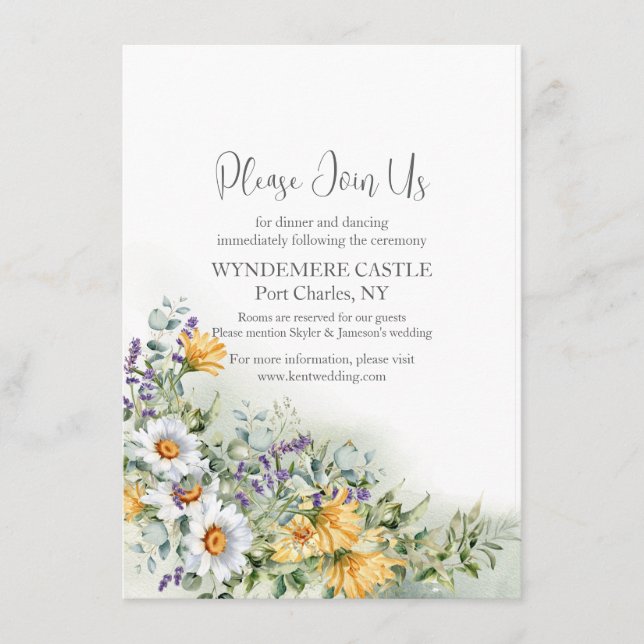 farbenfrohe Wildblume Hochzeit Begleitkarte (Vorderseite)