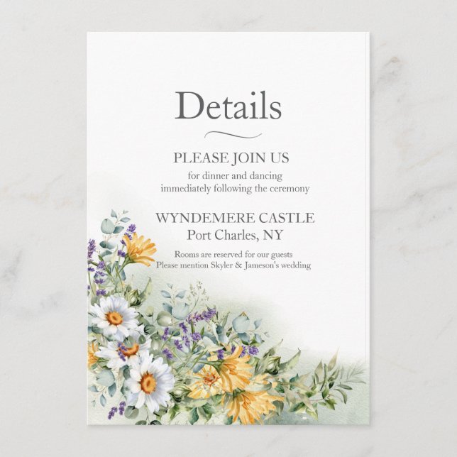 farbenfrohe Wildblume Hochzeit Begleitkarte (Vorderseite)