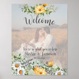 Farbenfrohe Wildblume Hochzeit Begrüßung Foto Poster