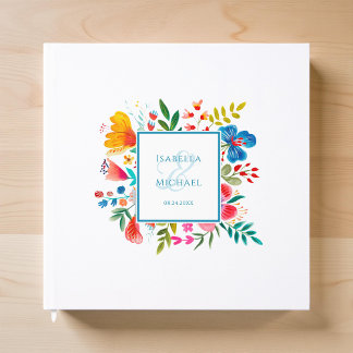Farbenfrohe Wildblume Hochzeit im Wasser Gästebuch