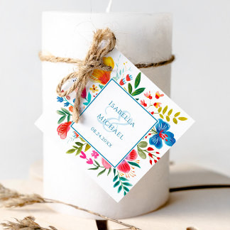 Farbenfrohe Wildblume Hochzeit im Wasser Geschenkanhänger