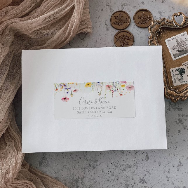 Farbenfrohe Wildblume Hochzeit RSVP-Adresse Adressaufkleber (Von Creator hochgeladen)