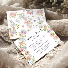 farbenfrohe Wildblume Hochzeit RSVP Karte