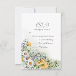 farbenfrohe Wildblume Hochzeit RSVP Karte