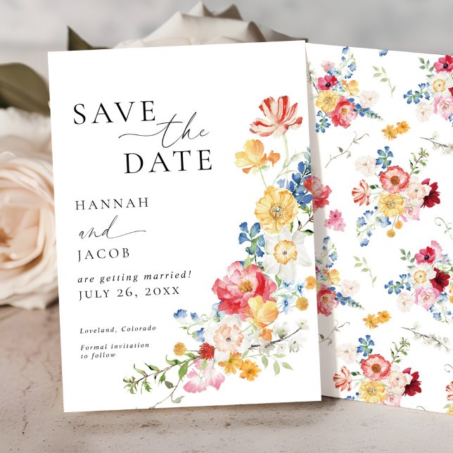 farbenfrohe Wildblume Hochzeit Save The Date (Von Creator hochgeladen)