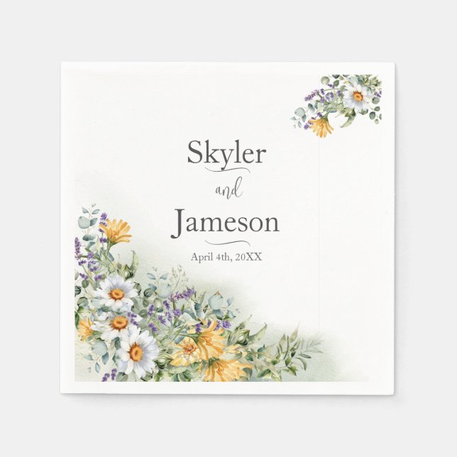 farbenfrohe Wildblume Hochzeit Serviette (Vorderseite)