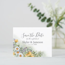 Farbenfrohe Wildblume Hochzeit speichern das Datum Postkarte