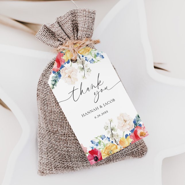 Farbenfrohe Wildblume Hochzeit Vielen Dank Geschenkanhänger (Von Creator hochgeladen)