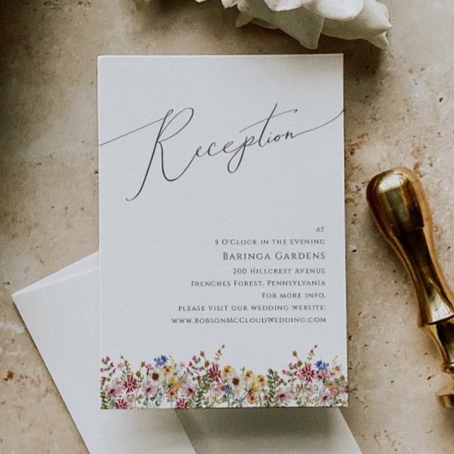 Farbenfrohe Wildblume | Hochzeitsempfangskarte Begleitkarte (Von Creator hochgeladen)