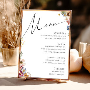 Farbenfrohe Wildblume   Hochzeitsmenü Poster