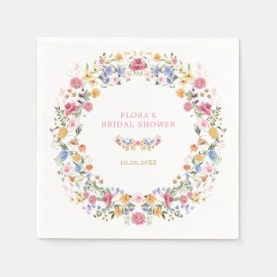 Farbenfrohe Wildblume Kranz-Brautparty Serviette