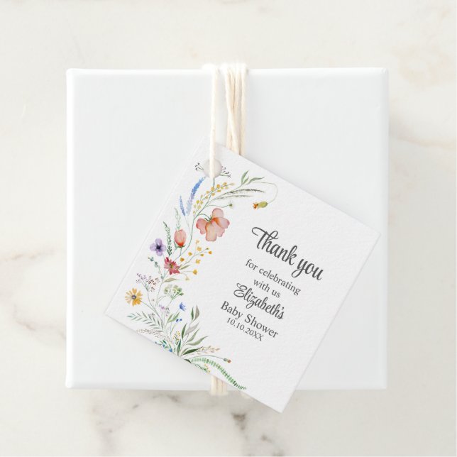 Farbenfrohe Wildblume Meadow Baby Dusche Danke Geschenkanhänger (Beispiel)