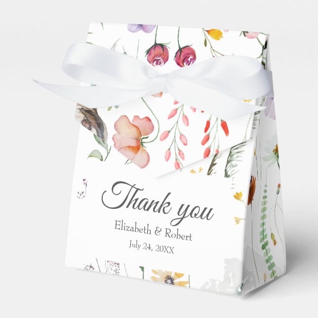 Farbenfrohe Wildblume Meadow Wedding Danke Geschenkschachtel (Vorderseite)