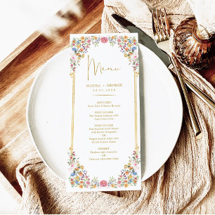 Farbenfrohe Wildblume Meadow Wedding Menu Card Einladung