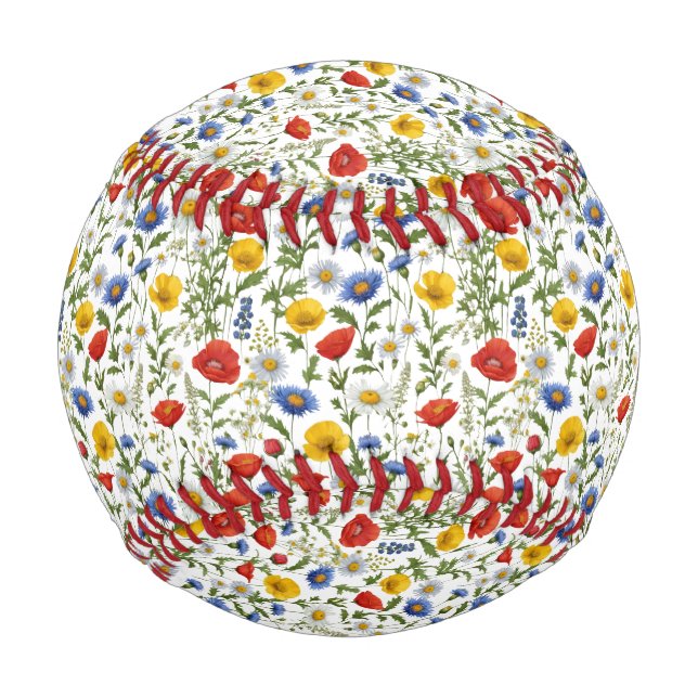 Farbenfrohe Wildblume Muster Hübsche Natur Baseball (Vorderseite)