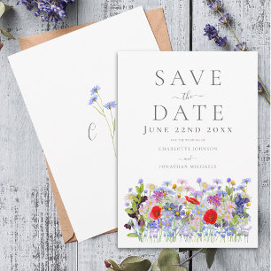 Farbenfrohe Wildblume Watercolor Boho Hochzeit Save The Date