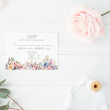Farbenfrohe Wildblume Wedding RSVP Card