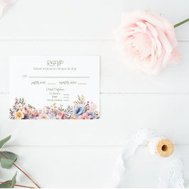 Farbenfrohe Wildblume Wedding RSVP Card Karte