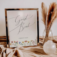 Farbenfrohe Wildblume Wiese | Beige Guest Book Sig