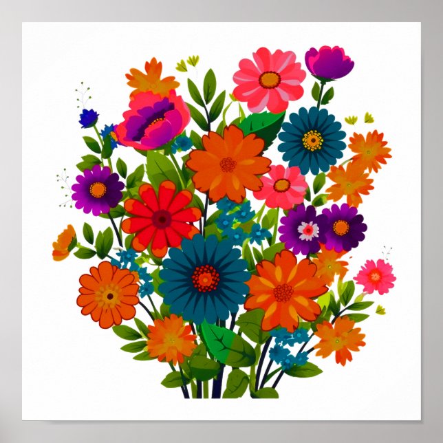 Farbenfrohe Wildblume, Zimmerdekor für Mädchen Poster (Vorne)