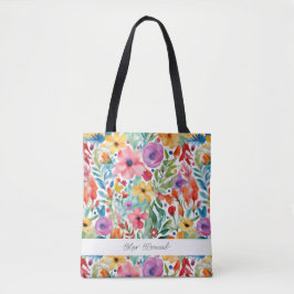 Farbenfrohe Wildblumen Blüten Muster Tasche