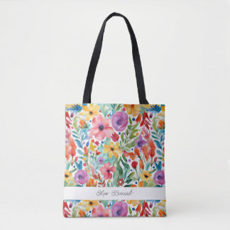 Farbenfrohe Wildblumen Blüten Muster Tasche
