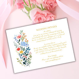 Farbenfrohe Wildblumen Boho Gold Hochzeiten Detail Begleitkarte