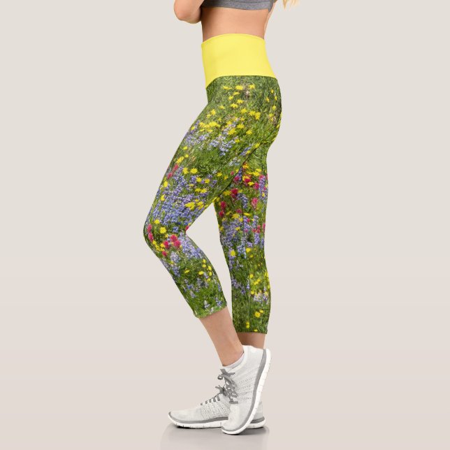 Farbenfrohe Wildblumen Capri Leggings (Links)