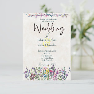 Farbenfrohe Wildblumen Einladung zur Hochzeit