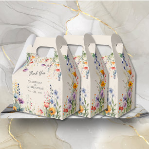 Farbenfrohe Wildblumen Elegante Beige Kleine Hochz Geschenkschachtel